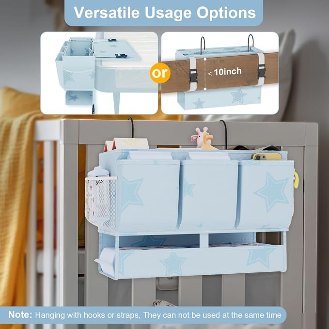 homyfort Bedside Caddy Organizer, Dual-Purpose Bedside Storage - Image 5