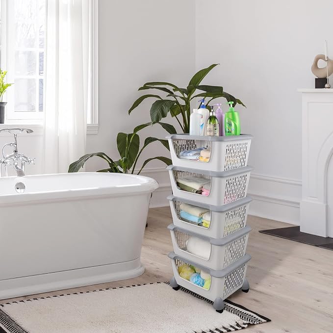 5-Tier Stacking Storage Basket Tower - Image 2