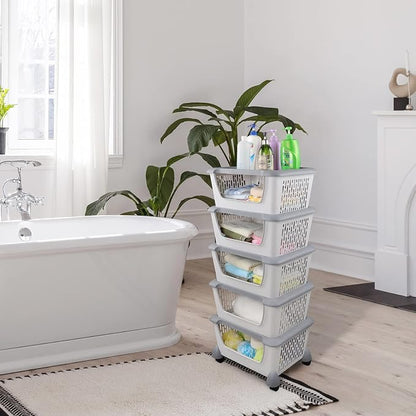 5-Tier Stacking Storage Basket Tower - Image 2