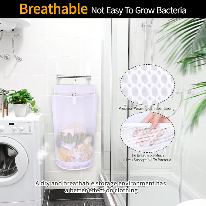 Hanging Collapsible Mesh Laundry Hamper - Image 6