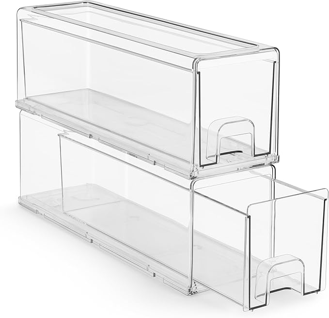 Sorbus Small Clear Stackable Storage Drawers – 2-Pack Plastic Organizer Bins by Sorbus