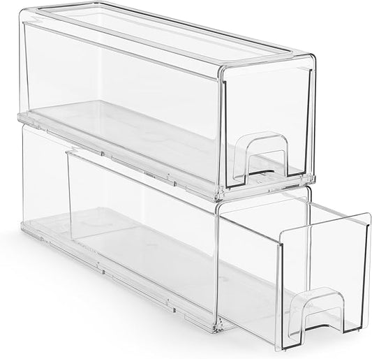 Sorbus Small Clear Stackable Storage Drawers – 2-Pack Plastic Organizer Bins by Sorbus