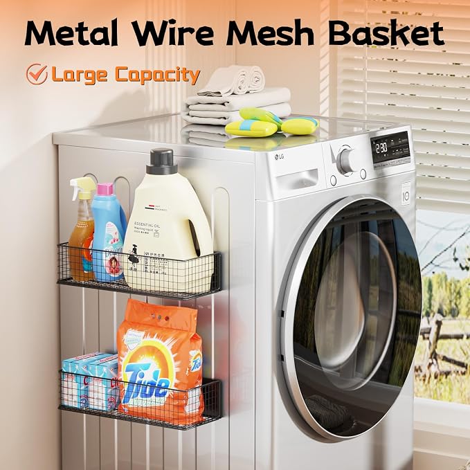 ULIBERMAGNET Magnetic Baskets Fridge Organizers, Large Capacity Metal Wire Mesh - Image 4