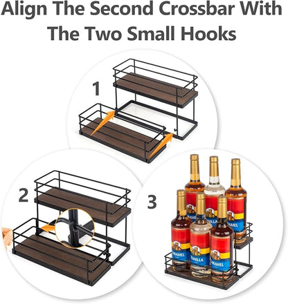 6 Bottle Capacity Coffee Syrup Organizer 2 Tier Coffee Syrup Stand Shelf - Image 2
