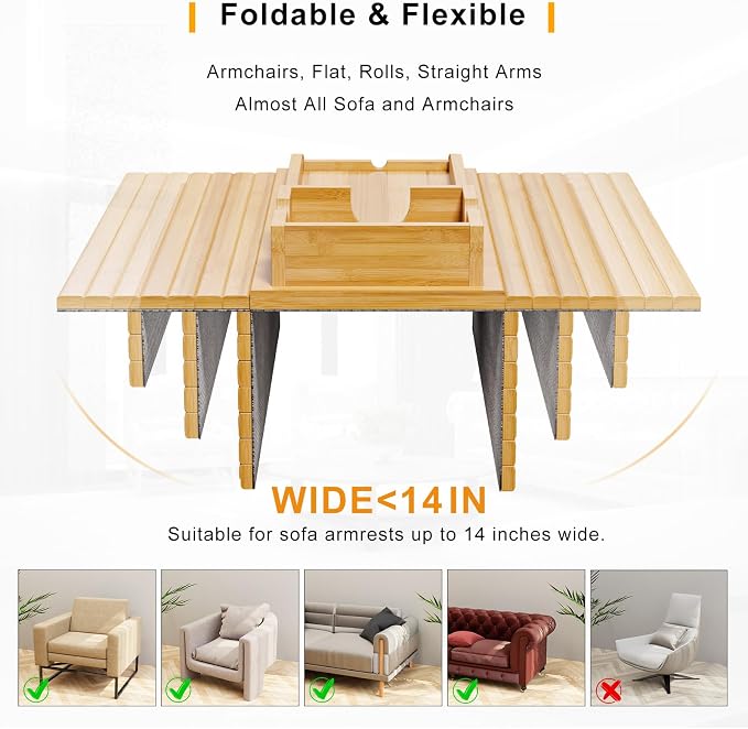 Bamboo Sofa Armrest Tray - Image 4