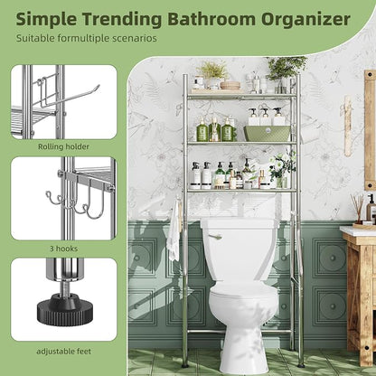 Simple Trending 3 Tier Over The Toilet Rack, Bathroom Shelves - Image 6