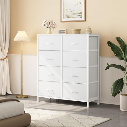 Sweetcrispy 8 Drawer Fabric White Dresser - Image 7
