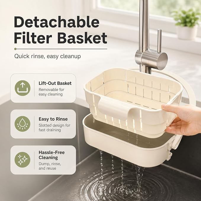 Foldable Hanging Kitchen Sink Drain, Space-Saving Hanging Sink Strainer and - Image 2