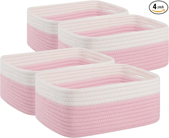 OIAHOMY 4 Pack Storage Baskets for Organizing, Small Bins for Shelves, Cute by MasterofSpaceOptimization