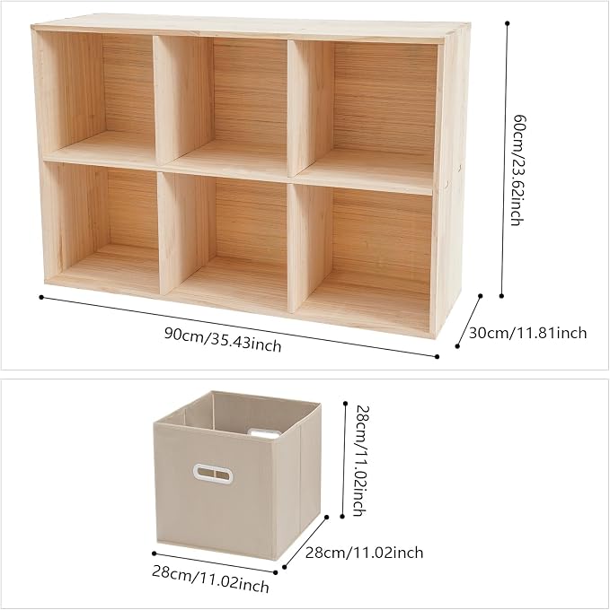 Wooden Cube Shelf Bookcase, Solid Wood Shelves - Image 3