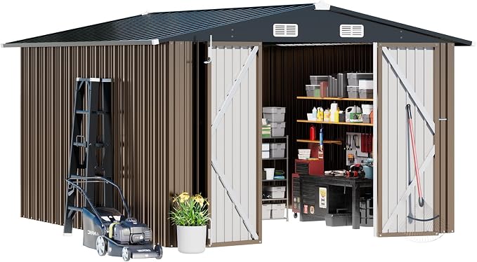 COMHOMA Shed Outdoor Storage Shed Metal, Lockable Doors Tool Sheds - Image 4