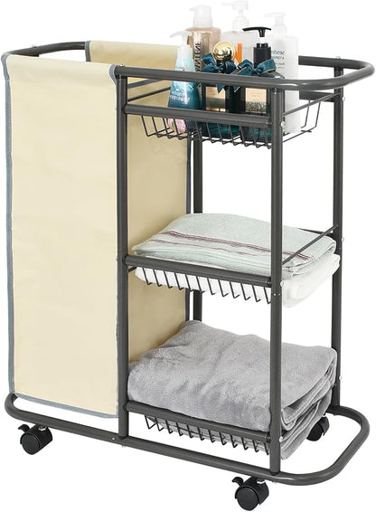 Rolling Laundry Basket with 3 Storage Baskets and 45 L Bag, Heavy Duty Laundry by Lucalda