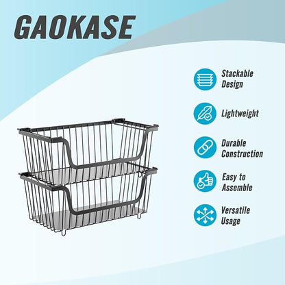 4 Pcs Stackable Wire Baskets for Pantry Organizers and Storage, Ideal Bins - Image 3