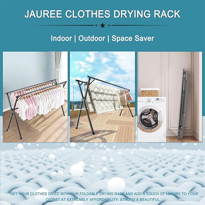 JAUREE 95 Inches Clothes Drying Rack, Drying Rack Clothing Folding Indoor - Image 5