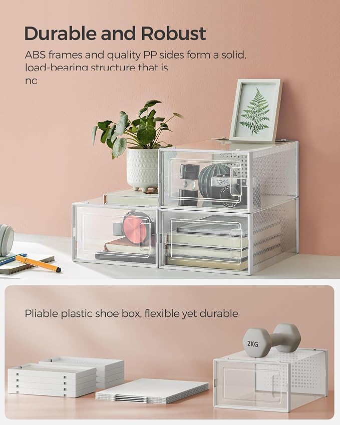 SONGMICS Shoe Boxes, Stackable Clear Plastic Boxes - Image 5