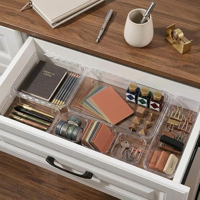 14 Pcs Expandable Clear Drawer Organizer, 3-Size Extendable Drawer Divider - Image 7