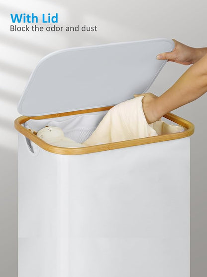 efluky Laundry Basket with Wheels, Tall Rolling Laundry Hamper with Lid and - Image 4