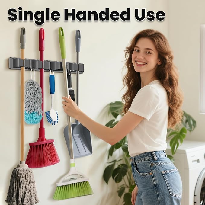 Broom Holder Wall Mount, Mop and Broom Hanger Wall Mount - Image 2
