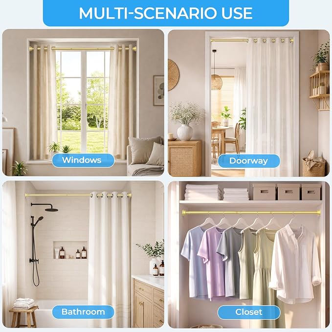 AIZESI Spring Tension Curtain Rod No Drilling 45 to 77 Inch, 7/8" Diameter - Image 9