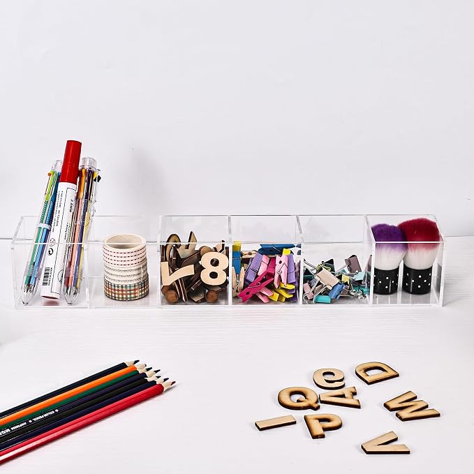dedoot Clear Drawer Organizer, 6 Compartments Acrylic Organizer Durable Plastic - Image 3