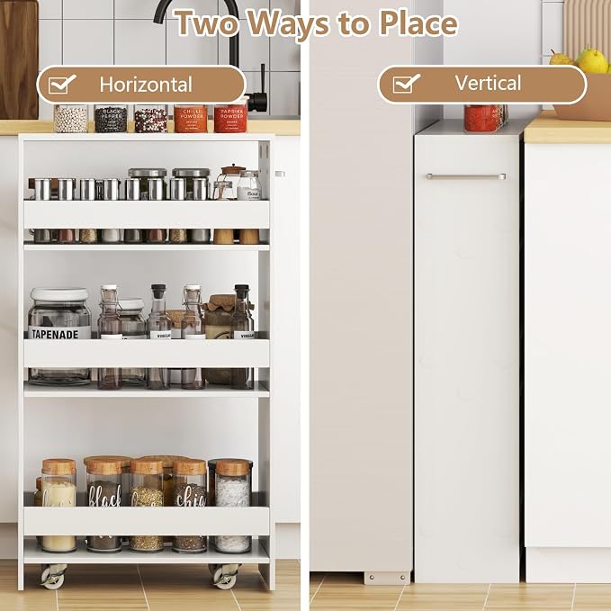 Slim Rolling Storage Cart, 4 Tier Narrow Kitchen Cart - Image 4