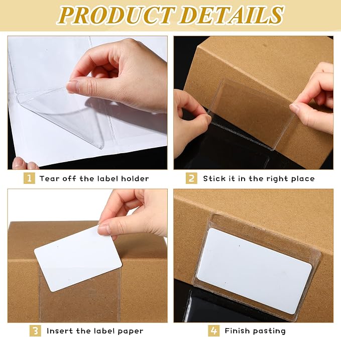 Jeyiour 100 Pcs Label Holders Adhesive Nameplate Pockets Storage Bin Labels - Image 6