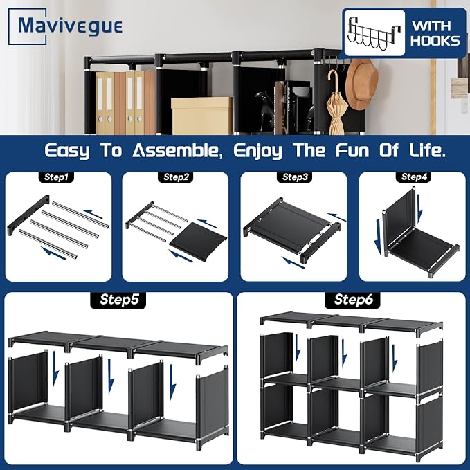 Mavivegue Bookcase, 18-Cube Extra Large Book Shelf, DIY Cube Storage Organizer - Image 8