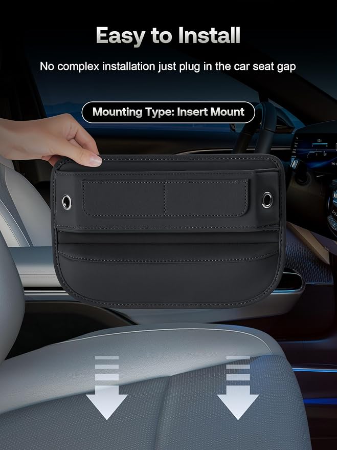 Universal Fit Premium Leather Car Seat Gap Filler Organizer, Center Console - Image 7