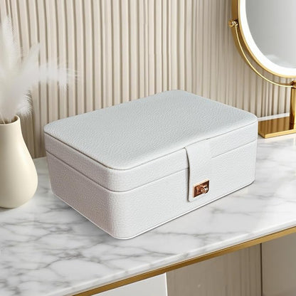 LED Jewelry Box with Mirror- Jewelry Organizer with Movable Compartment Pieces - Image 2