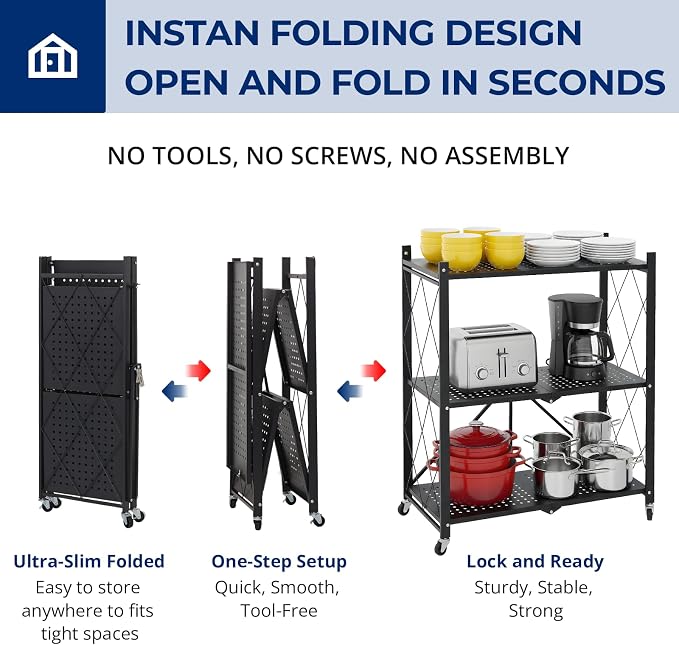 3 Tier Foldable Storage Shelves - Image 4