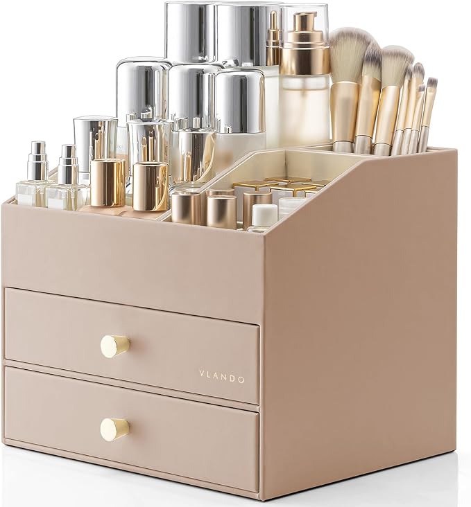 Vlando Makeup Organizer for Vanity, Large Capacity Countertop Organizer by VLANDO