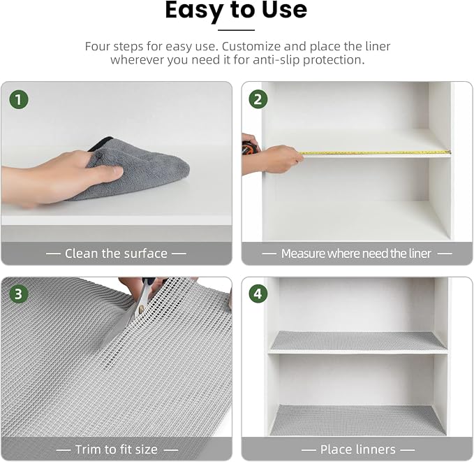 BAGAIL Non-Adhesive Shelf Liner, Thick Strong Grip Drawer Liners - Image 6