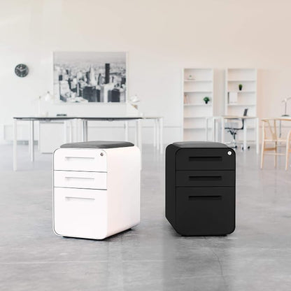 Laura Davidson Furniture STOCKPILE Curve Seated 3-Drawer Mobile File Cabinet - Image 2
