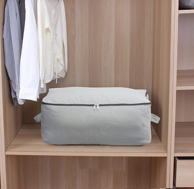 2PCS Durable Cotton Canvas, Soft Space Save Storage Bag Wardrobe Organizer - Image 5