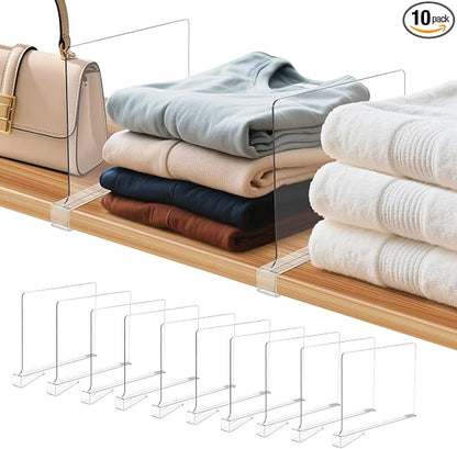 10 Pack Clear Shelf Dividers for Closets, Acrylic Dividers for Shelves by Unknown