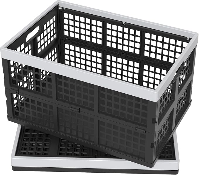 4 Pack 42 L Large Plastic Collapsible Storage Crates, Folding Stackable Storage - Image 7