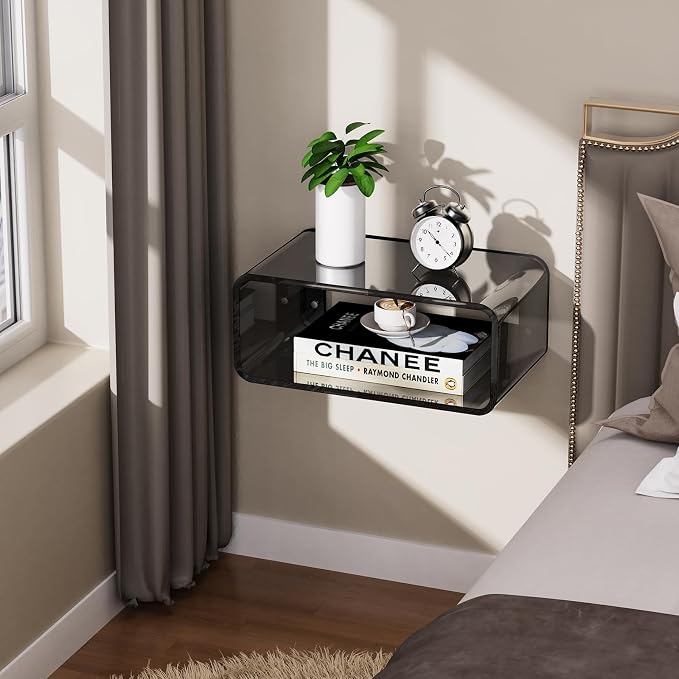 Acrylic Floating Nightstand, Bedside Table, Nightstand Shelf Wall Mounted - Image 9