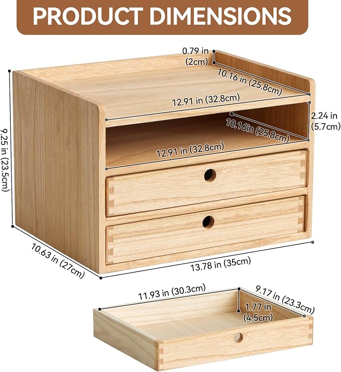 KIRIGEN Desktop Organizer with 2 Drawers and Tray - Image 2