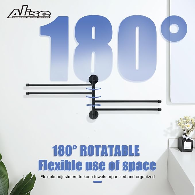 Alise Swivel Towel Rack, Folding 4 Arms Hand Towel Bars Towel Hanger - Image 5