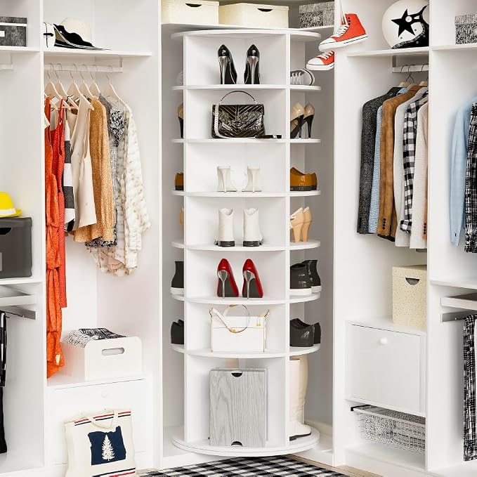7 Tier Rotating Shoe Rack Tower, 360° Round Rotating Storage Tower, Living Room - Image 6