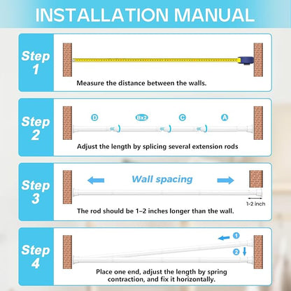 Spring Tension Curtain Rod 32-76 inch, Adjustable Expandable Tension Curtain - Image 7