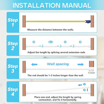 Spring Tension Curtain Rod 32-62 inch, Adjustable Expandable Tension Curtain - Image 7