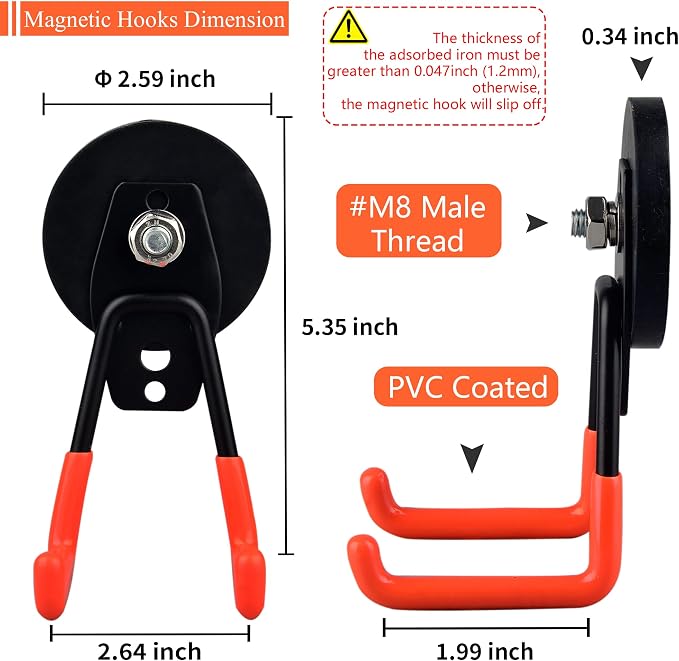 MUTUACTOR Magnetic Hooks, Anti-Slip Double Magnet Hooks Garage Storage Utility - Image 5