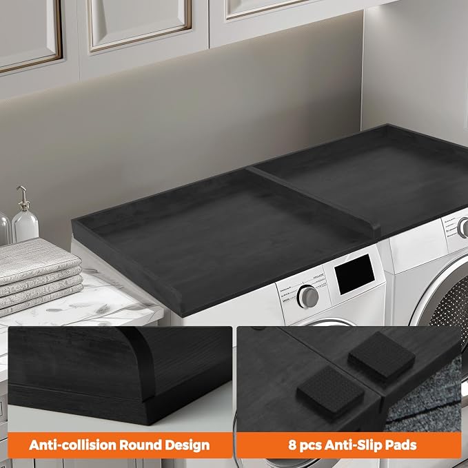 Washer Dryer Countertop, Wooden Laundry Countertop Set of 2 Dryer Storage Shelf - Image 4