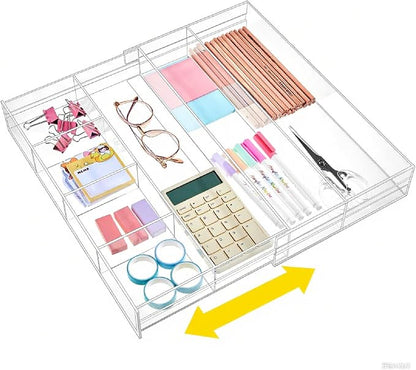 1 PC Acrylic Desk Drawer Organizer 2 Inch Height Expandable Drawer Organizer by Briwooody