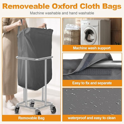 115L Laundry Basket with Wheels, 30 Gal. Rolling Laundry Hamper, Removable and - Image 4