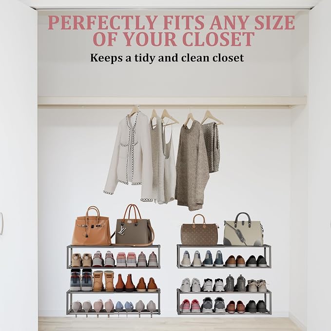 Expandable Wall Mounted Shoe Rack, Heavy Duty Metal Shoe Holder - Image 5
