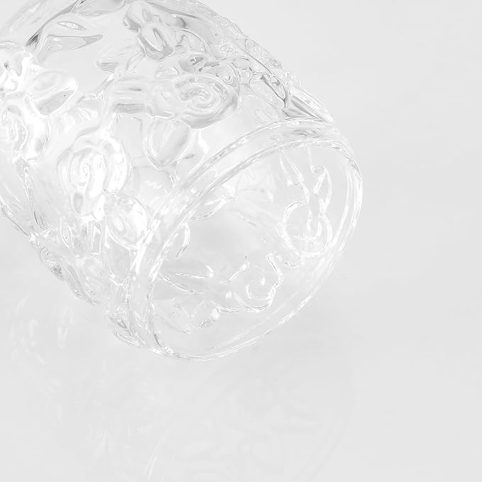 Clear Transparent Apothecary Floral Embossed Glass Jar - Image 7