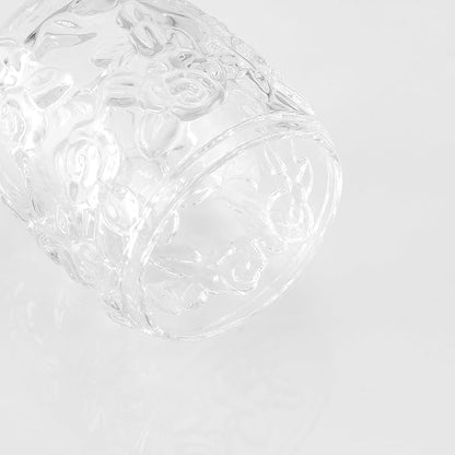 Clear Transparent Apothecary Floral Embossed Glass Jar - Image 7