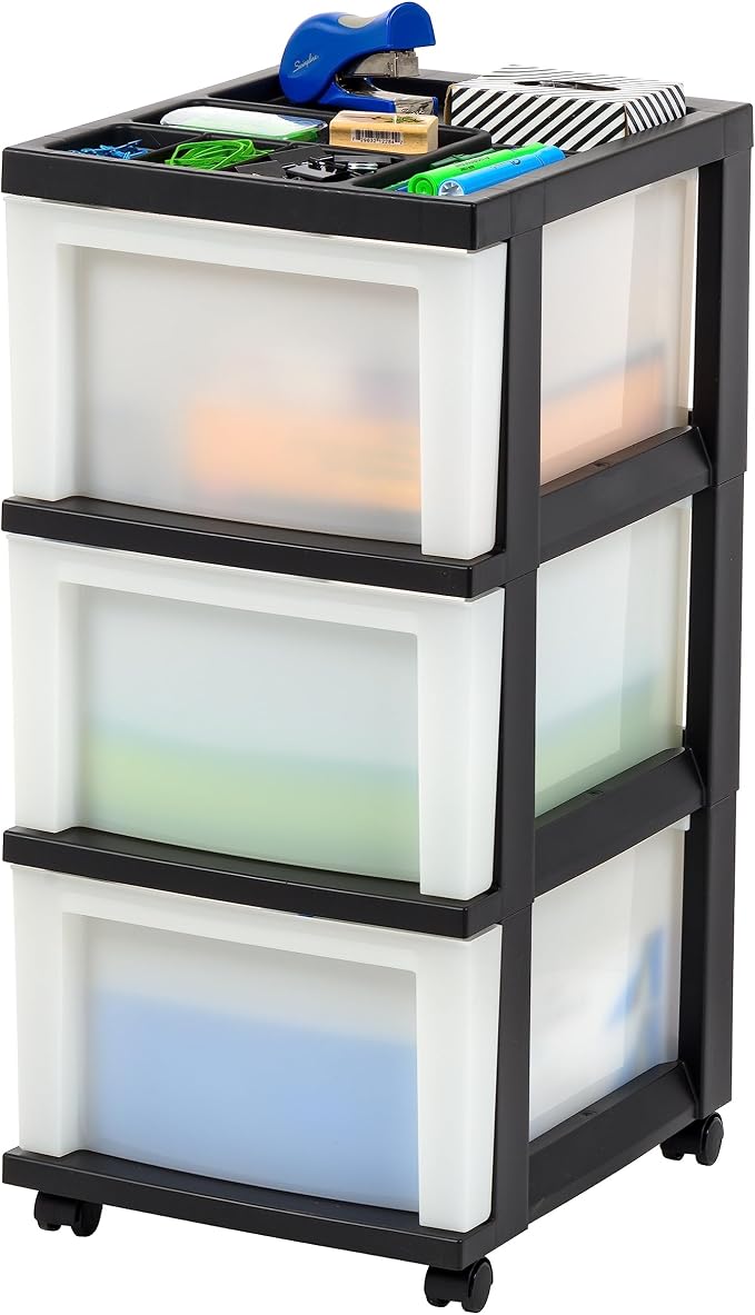 IRIS USA 3-Drawer Rolling Storage Cart, office essentials, classroom items - Image 8